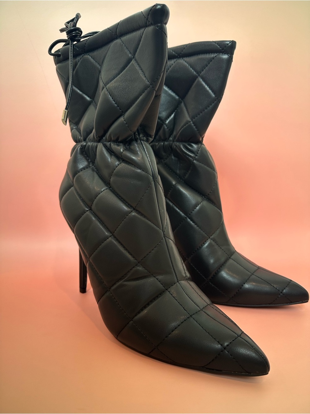 Cape Robbin Black Quilted Pointed Toe Stiletto Ankle Boots